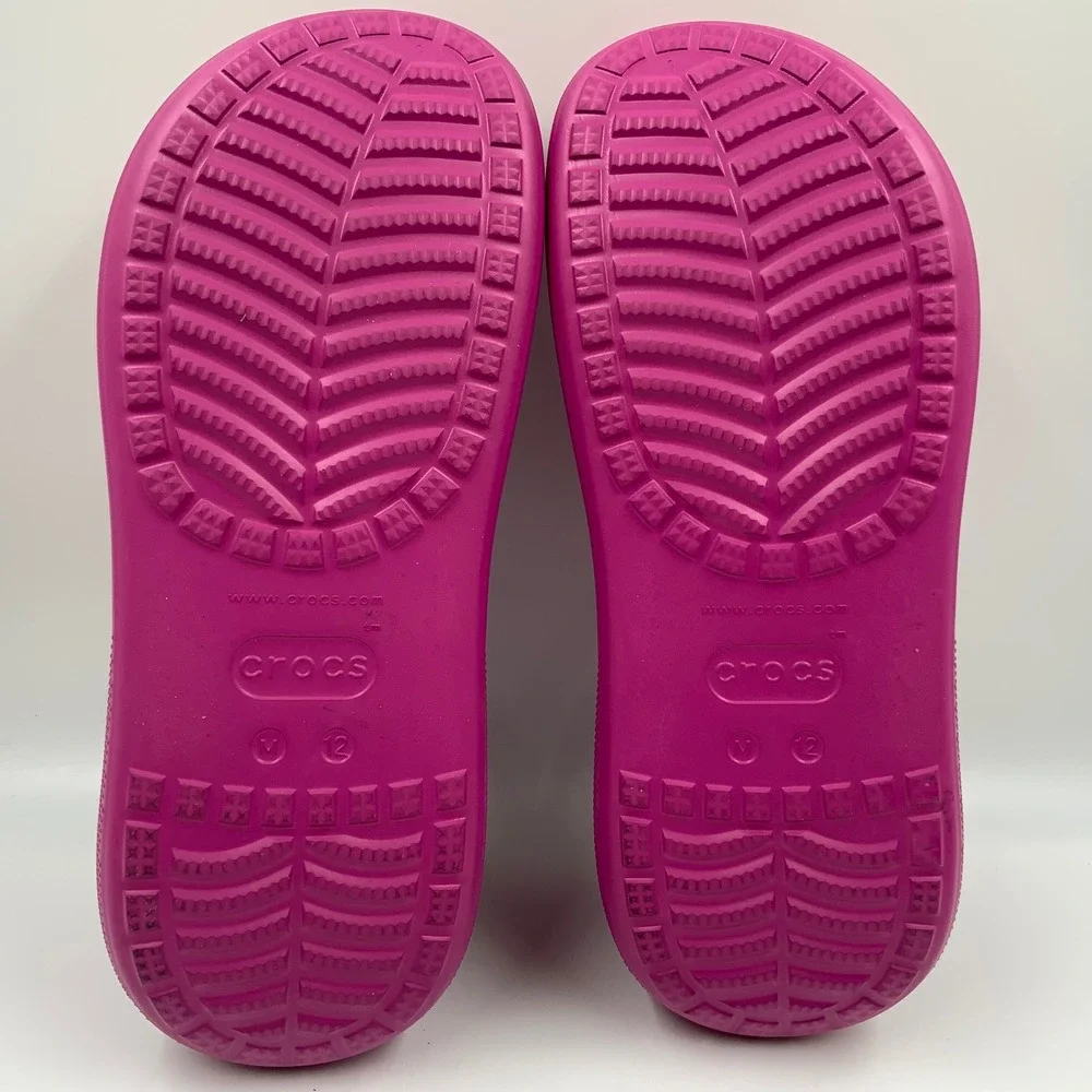 Crocs Classic Crush Clog Magenta Pink Platform Mens Sandals 207521-6QQ